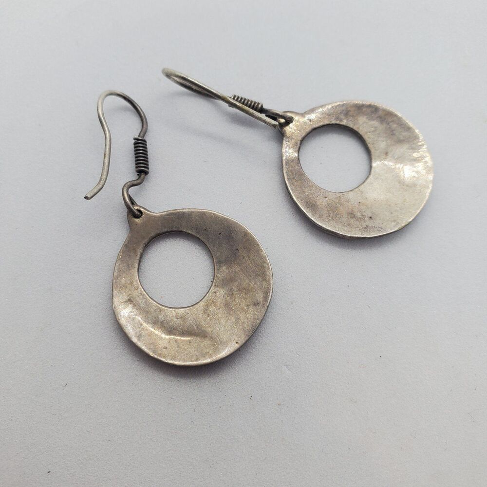 Sterling Silver Torquoise Inlay Dangle Earrings - Picture 3 of 4